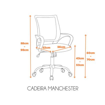 Imagem de Cadeira para Escritório com Rodízios Manchester Fratini