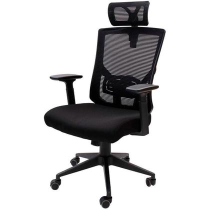 Imagem de Cadeira Para Escritório Presidente Ergonômica Tela Mesh Apoio De Cabeça E Ajuste de Lombar Monaco Giratória Preta