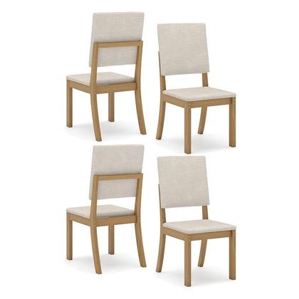 Imagem de Cadeira para Mesa de Jantar Ambiente Milla Kit 4 Peças Nature Linho - Henn