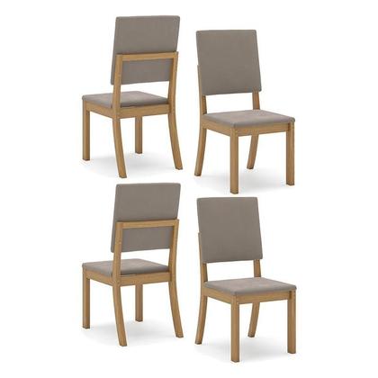 Imagem de Cadeira para Mesa de Jantar Ambiente Milla Kit 4 Peças Nature Marrom Amêndoa - Henn
