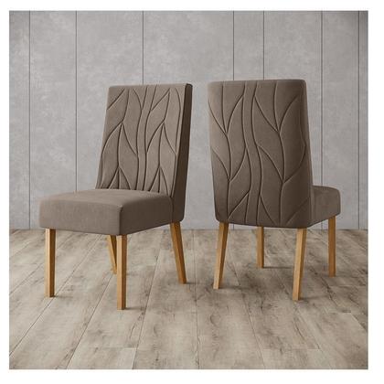 Imagem de Cadeira para Mesa de Jantar Eloá Kit 2 Peças Nature Marrom Amêndoa - Henn