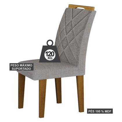 Imagem de Cadeira para Mesa de Jantar Larissa New MDF Kit 2 Peças Freijó Linho Cinza - Leifer Móveis
