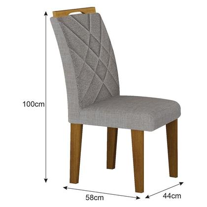 Imagem de Cadeira para Mesa de Jantar Larissa New MDF Kit 2 Peças Freijó Linho Cinza - Leifer Móveis