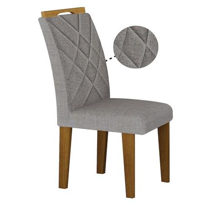 Imagem de Cadeira para Mesa de Jantar Larissa New MDF Kit 2 Peças Freijó Linho Cinza - Leifer Móveis