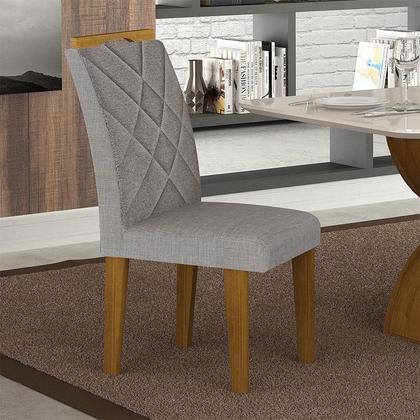 Imagem de Cadeira para Mesa de Jantar Larissa New MDF Kit 2 Peças Freijó Linho Cinza - Leifer Móveis