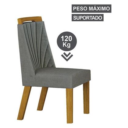 Imagem de Cadeira para Mesa de Jantar Liz MDF Kit 4 Peças Freijó Linho Cinza  Leifer Móveis