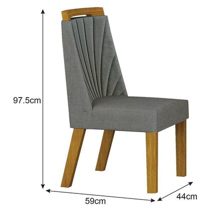 Imagem de Cadeira para Mesa de Jantar Liz MDF Kit 4 Peças Freijó Linho Cinza  Leifer Móveis