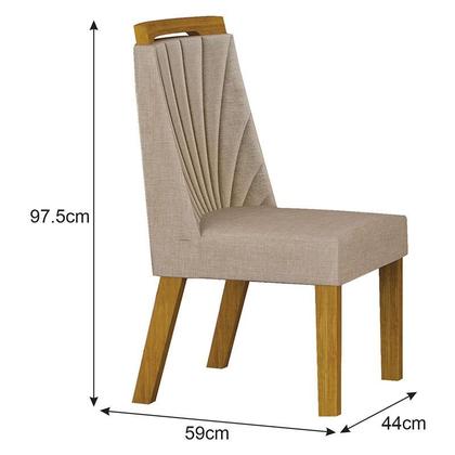 Imagem de Cadeira para Mesa de Jantar Liz MDF Kit 4 Peças Freijó Linho Palha  Leifer Móveis