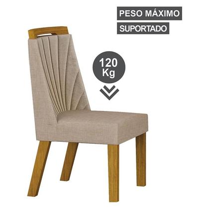 Imagem de Cadeira para Mesa de Jantar Liz MDF Kit 4 Peças Freijó Linho Palha  Leifer Móveis