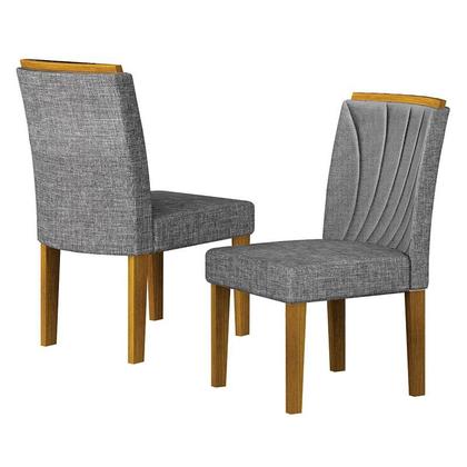 Imagem de Cadeira para Mesa de Jantar Lorena Plus MDF Kit 2 Peças Freijó Linho Cinza - Leifer Móveis