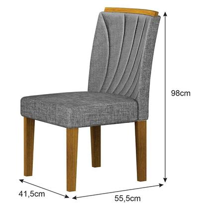 Imagem de Cadeira para Mesa de Jantar Lorena Plus MDF Kit 2 Peças Freijó Linho Cinza - Leifer Móveis