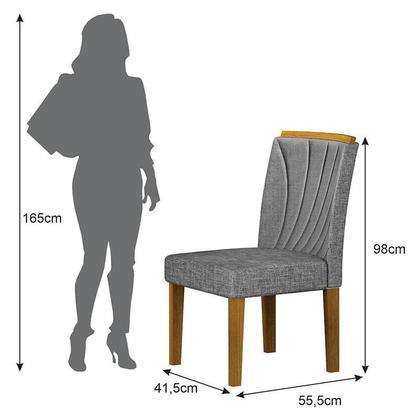 Imagem de Cadeira para Mesa de Jantar Lorena Plus MDF Kit 2 Peças Freijó Linho Cinza - Leifer Móveis