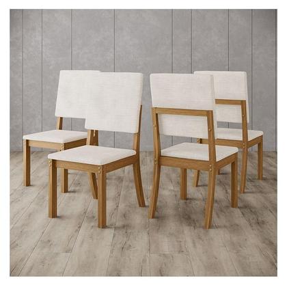 Imagem de Cadeira para Mesa de Jantar Milla Kit 4 Peças Nature Linho - Henn