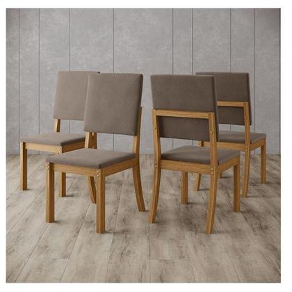 Imagem de Cadeira Para Mesa De Jantar Milla Kit 4 Peças Nature Marrom Amêndoa - Henn
