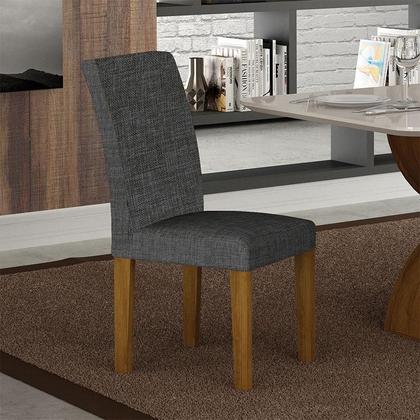 Imagem de Cadeira para Mesa de Jantar Napoli MDF Kit 2 Peças Freijó Linho Chumbo  Leifer Móveis