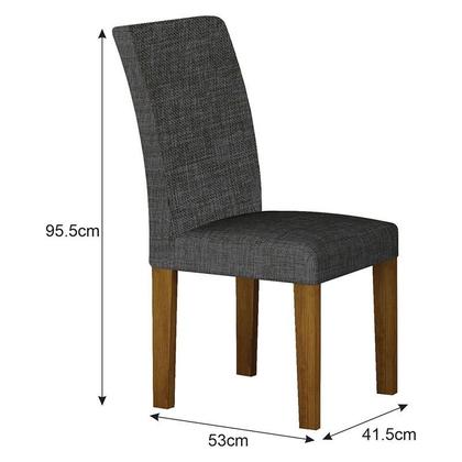 Imagem de Cadeira para Mesa de Jantar Napoli MDF Kit 2 Peças Freijó Linho Chumbo  Leifer Móveis
