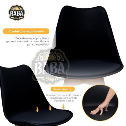 Imagem de Cadeira Para Mesa De Jantar Sala Cozinha Eames Eiffel Wood Leda Saarinen Design Branco