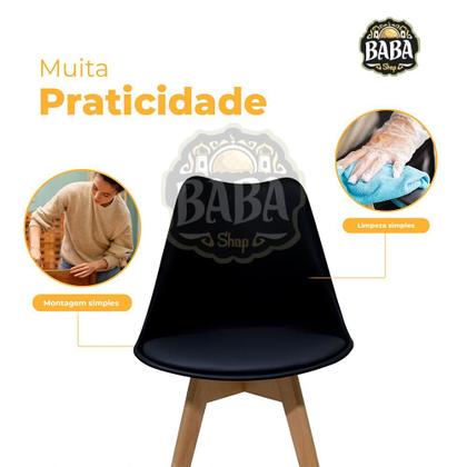 Imagem de Cadeira Para Mesa De Jantar Sala Cozinha Eames Eiffel Wood Leda Saarinen Design Branco