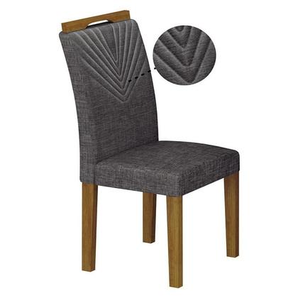 Imagem de Cadeira para Mesa de Jantar Stela MDF Kit 2 Peças Freijó Linho Chumbo  Leifer Móveis