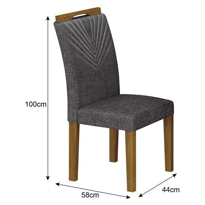 Imagem de Cadeira para Mesa de Jantar Stela MDF Kit 2 Peças Freijó Linho Chumbo  Leifer Móveis