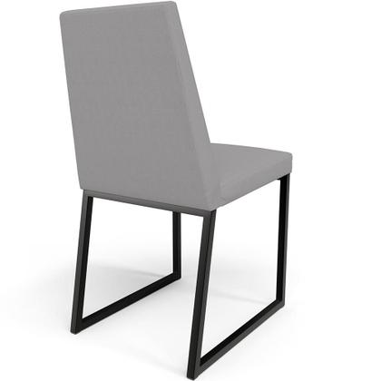 Imagem de Cadeira Para Sala De Jantar Base Aço Industrial Preto Dafne L02 Corano Cinza - Lyam Decor