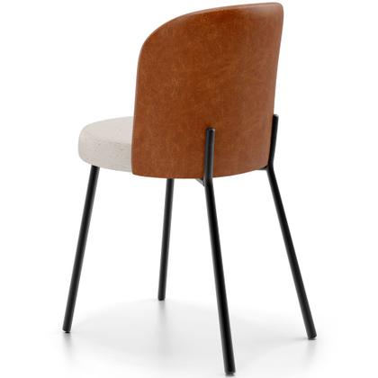 Imagem de Cadeira Para Sala de Jantar Cozinha Estofada Gavi L02 material sintético Camel Linho Cru - Lyam Decor