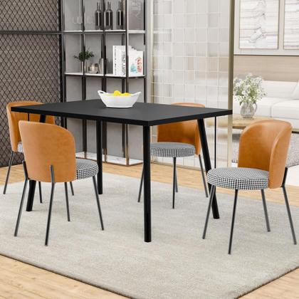 Imagem de Cadeira Para Sala de Jantar Cozinha Estofada Gavi L02 material sintético Whisky Pied Poule - Lyam Decor