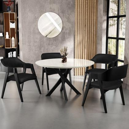 Imagem de Cadeira Para Sala de Jantar Estar Living Estofada Suran L02 Preto material sintético Preto - Lyam Decor