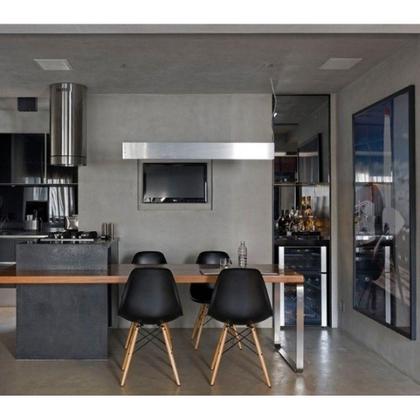 Imagem de Cadeira Para Sala De Jantar Kit2 Eiffel Eames Preto Base Madeira R02 - D'rossi