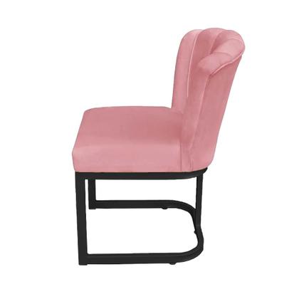 Imagem de Cadeira Pétala Veludo Rosa com Base Industrial Preta - Vallisa Decor