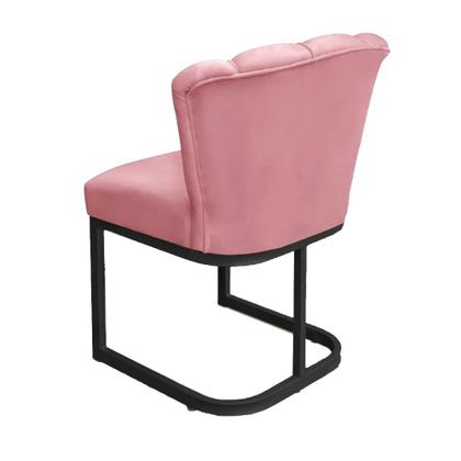 Imagem de Cadeira Pétala Veludo Rosa com Base Industrial Preta - Vallisa Decor