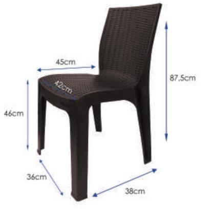 Imagem de Cadeira Plástica Penélope Rattan Sem Braço Máxima Plast Para Ambientes Externos e Internos Capacidade para 182kg