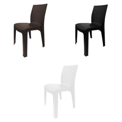 Imagem de Cadeira Plástica Penélope Rattan Sem Braço Máxima Plast Para Ambientes Externos e Internos Capacidade para 182kg
