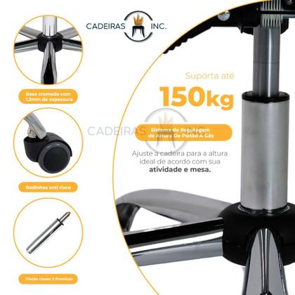 Imagem de Cadeira Poltrona De Escritório Presidente Ergonômica Com 42 Molas Ensacadas e Pillow Top no Assento e Encosto Executiva Giratória Big Preto