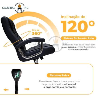 Imagem de Cadeira Poltrona De Escritório Presidente Ergonômica Com 42 Molas Ensacadas e Pillow Top no Assento e Encosto Executiva Giratória Big Preto