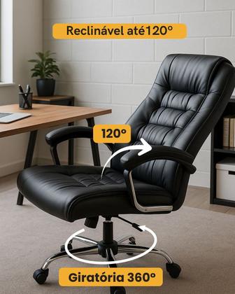 Imagem de Cadeira Poltrona De Escritório Presidente Ergonômica Com 42 Molas Ensacadas e Pillow Top no Assento e Encosto Executiva Giratória Big Preto
