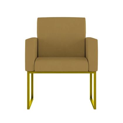 Imagem de Cadeira Poltrona Moderna com Base de Ferro Dourado Reforçada