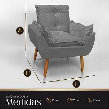 Imagem de Cadeira Poltrona Para Sala Opala Confortável E Reforçada Cinza