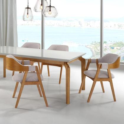 Imagem de Cadeira Poltrona Sofia para Sala de Jantar em Madeira Maciça com Braços em Corda e Encosto Acolchoad