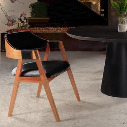 Imagem de Cadeira Poltrona Sofia para Sala de Jantar em Madeira Maciça com Braços em Corda e Encosto Acolchoad