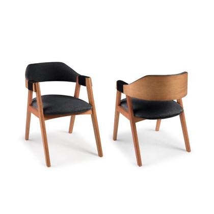 Imagem de Cadeira Poltrona Sofia para Sala de Jantar em Madeira Maciça com Braços em Corda e Encosto Acolchoad