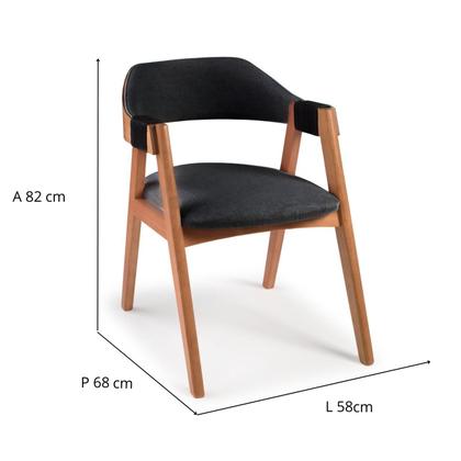 Imagem de Cadeira Poltrona Sofia para Sala de Jantar em Madeira Maciça com Braços em Corda e Encosto Acolchoad