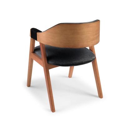 Imagem de Cadeira Poltrona Sofia para Sala de Jantar em Madeira Maciça com Braços em Corda e Encosto Acolchoad