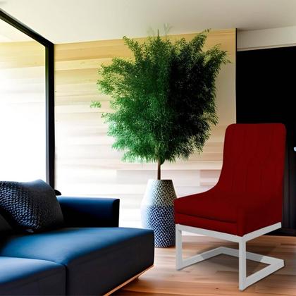 Imagem de Cadeira Poltrona Valentina Suede com Base Branca