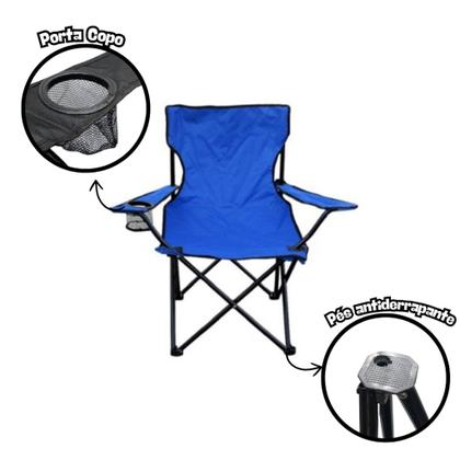 Imagem de Cadeira Portátil Dobrável C/Porta Copo Para Camping e Pesca