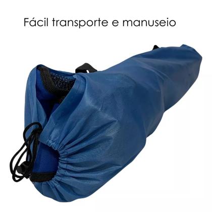 Imagem de Cadeira Praia Camping Pesca Dobrável Azul Bolsa Transporte