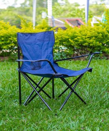 Imagem de Cadeira Praia Camping Pesca Dobrável Azul Bolsa Transporte