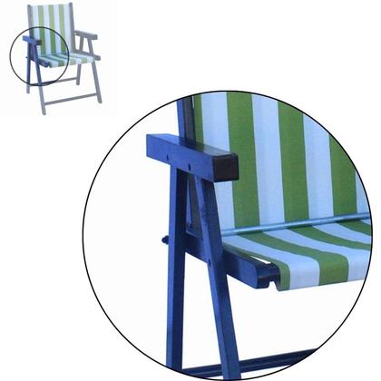 Imagem de Cadeira Praia Dobrável Madeira Maciça Envernizada Cor Preta Com Tecido Cor Folhas Brancas