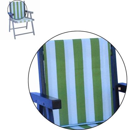 Imagem de Cadeira Praia Dobrável Madeira Maciça Envernizada Cor Preta Com Tecido Cor Folhas Brancas