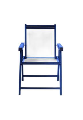 Imagem de Cadeira Praia Dobrável Madeira Maciça Envernizada Cor Preta Com Tecido Cor Folhas Brancas